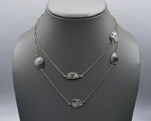 Chain Gang Collection- Grey Rutilated Quartz Stone Necklace
