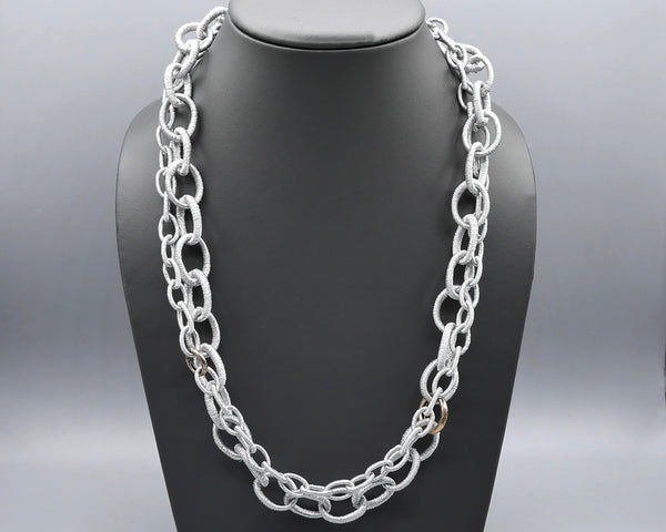 Silk Link Necklace - Metallic Silver