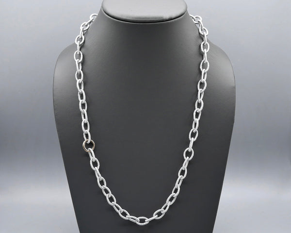 Silk Link Necklace - Metallic Silver
