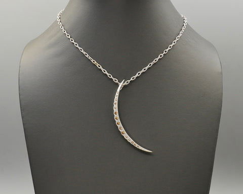 Half Moon Champagne Diamond Pendant/Necklace