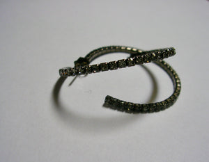 Black Spinel Hoop Earrings