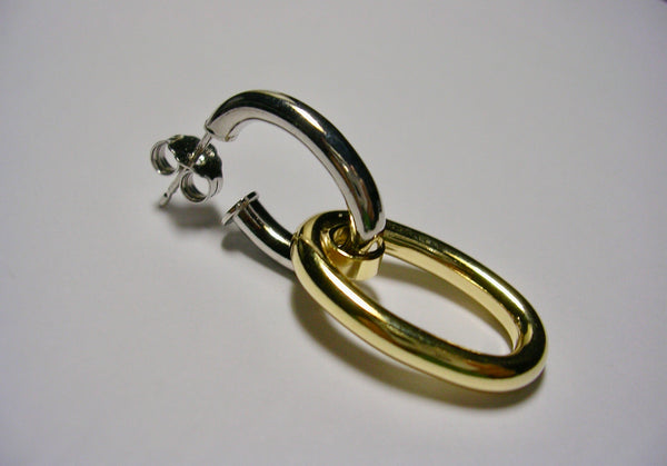 Double two-tone oval link earrings