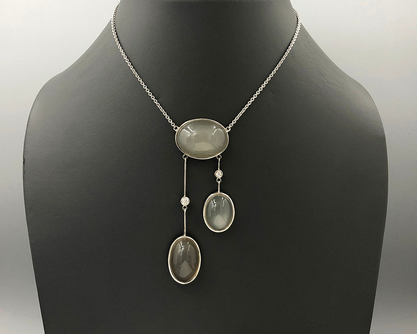 Triple Asymmetrical Moonstone Necklace