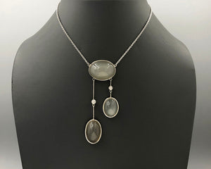 Triple Asymmetrical Moonstone Necklace