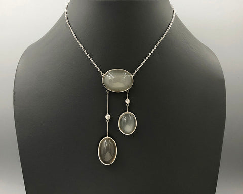 Triple Asymmetrical Moonstone Necklace