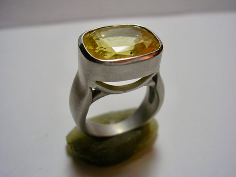 Yellow Sapphire Cushion Cut Ring