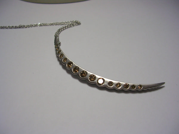 Half Moon Champagne Diamond Pendant/Necklace
