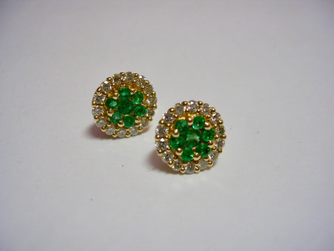 Clustered Emerald/Diamond Studs