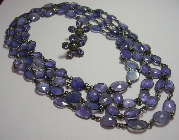 Tanzanite faceted stone necklace