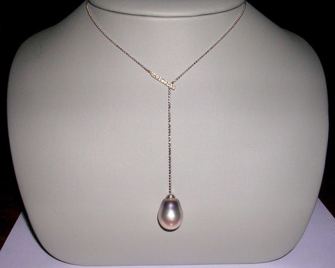 "Y" Shaped Necklace With South Sea Pearl And Diamond Bar