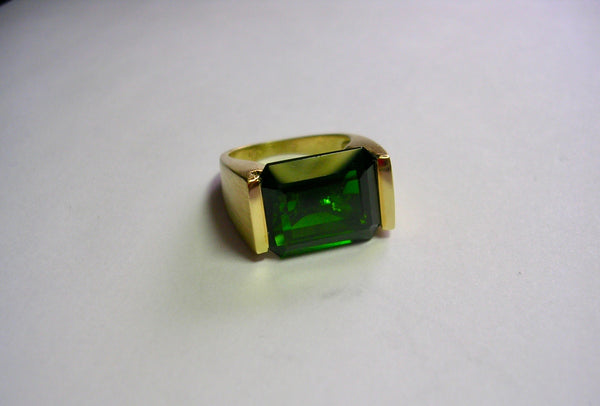 Emerald Cut Chrome Diopside Ring