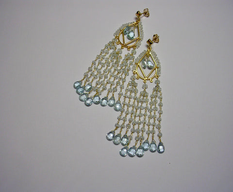 Faceted Aquamarine Chandelier Earrings