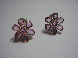 Pink Sapphire Flower Earrings