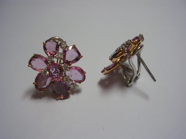Pink Sapphire Flower Earrings