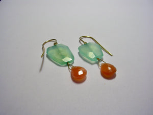 Chalcedony/Goldstone Drop Earrings