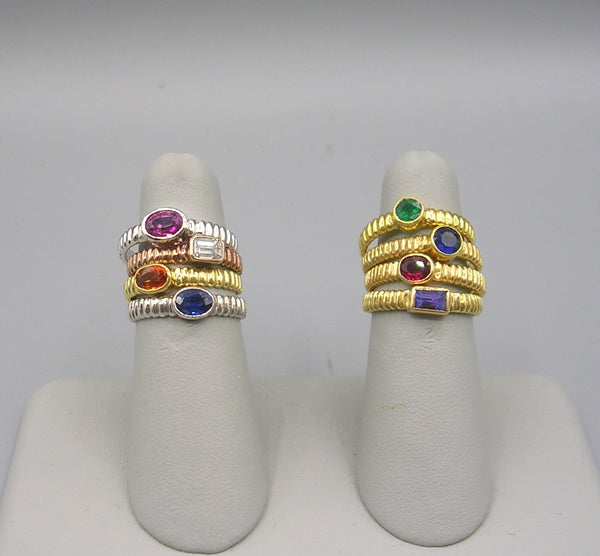 Orange Sapphire Ridged Ring