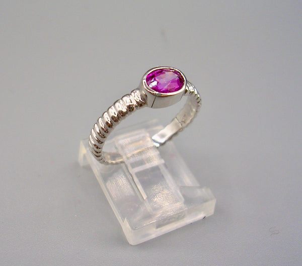 Pink Tourmaline Ridged Ring