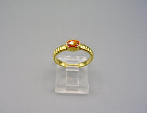 Orange Sapphire Ridged Ring