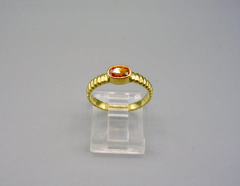 Orange Sapphire Ridged Ring