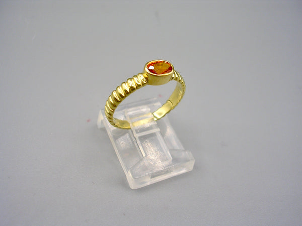 Orange Sapphire Ridged Ring