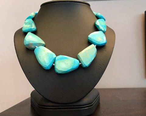 Turquoise Flat Stone Necklace