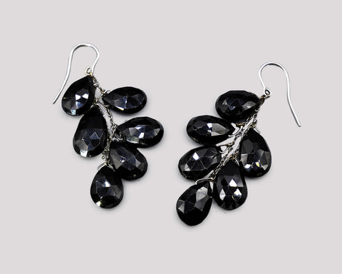 Black Spinel Grapevine Earrings