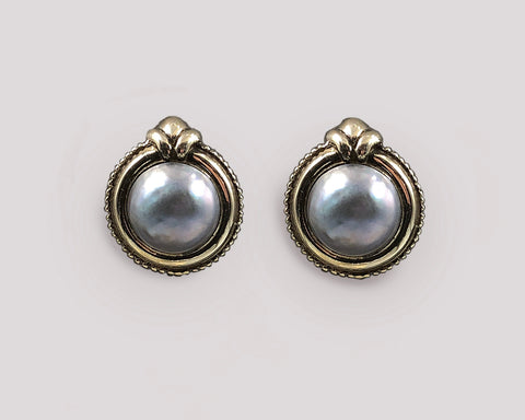 Blue-grey Mabe Pearl Earrings