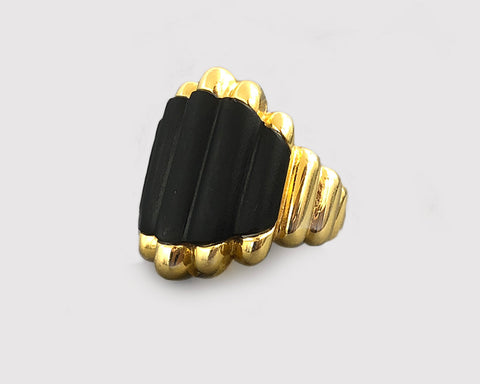 Fluted Matte Black Onyx Ring