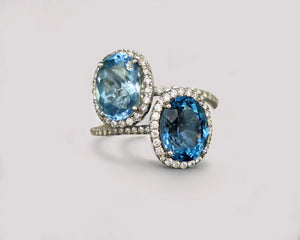 The Power Couple: Aquamarine and London Blue Topaz Rings