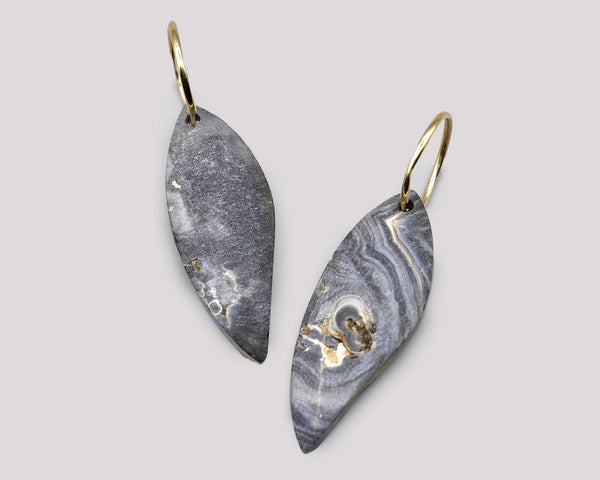 Gold Druzy Leaf Earrings