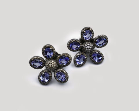 Tanzanite Flowers in Spring Earrings
