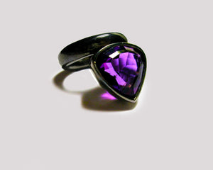 Amethyst Trillion Ring