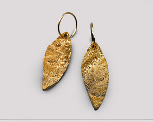 Gold Druzy Leaf Earrings