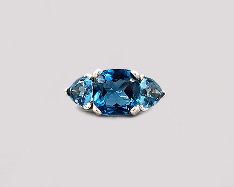 London Blue Topaz Three Stone Ring
