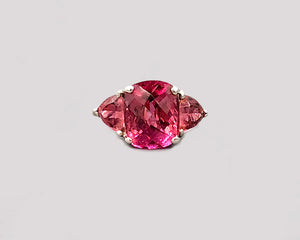Pink Tourmaline Three Stone Ring