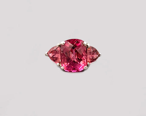Pink Tourmaline Three Stone Ring