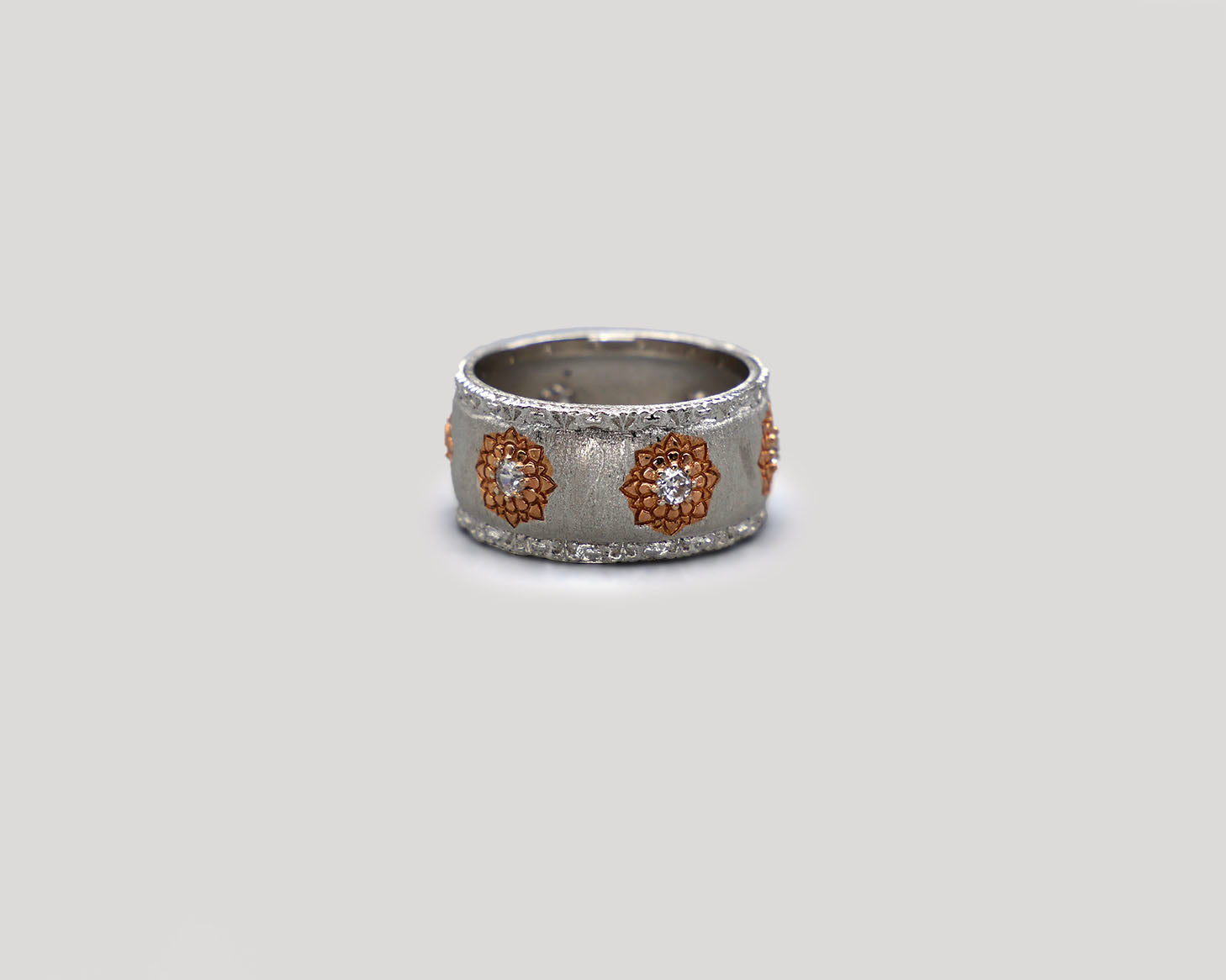 Bands in Frosted Silver and Rose Gold