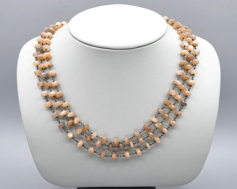 Peach Moonstone Link Necklace