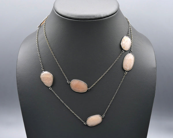 Chain Gang Collection- Large, Peach Chalcedony Stone Necklace