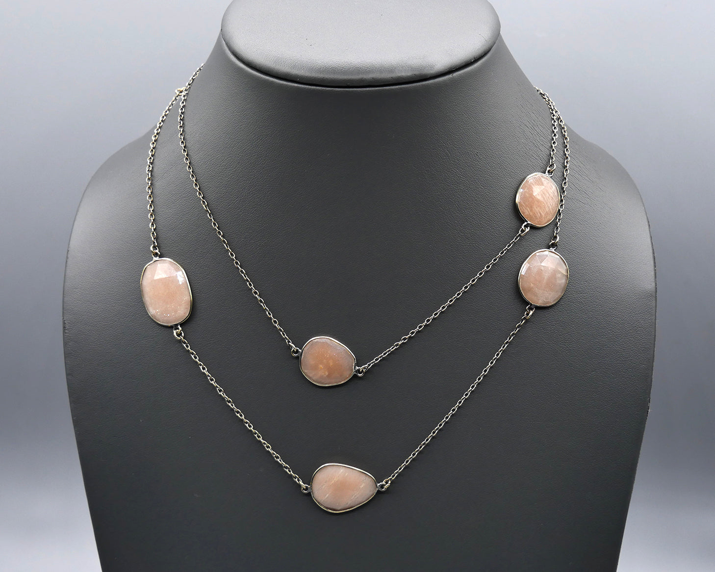 Chain Gang Collection- Large, Peach Chalcedony Stone Necklace