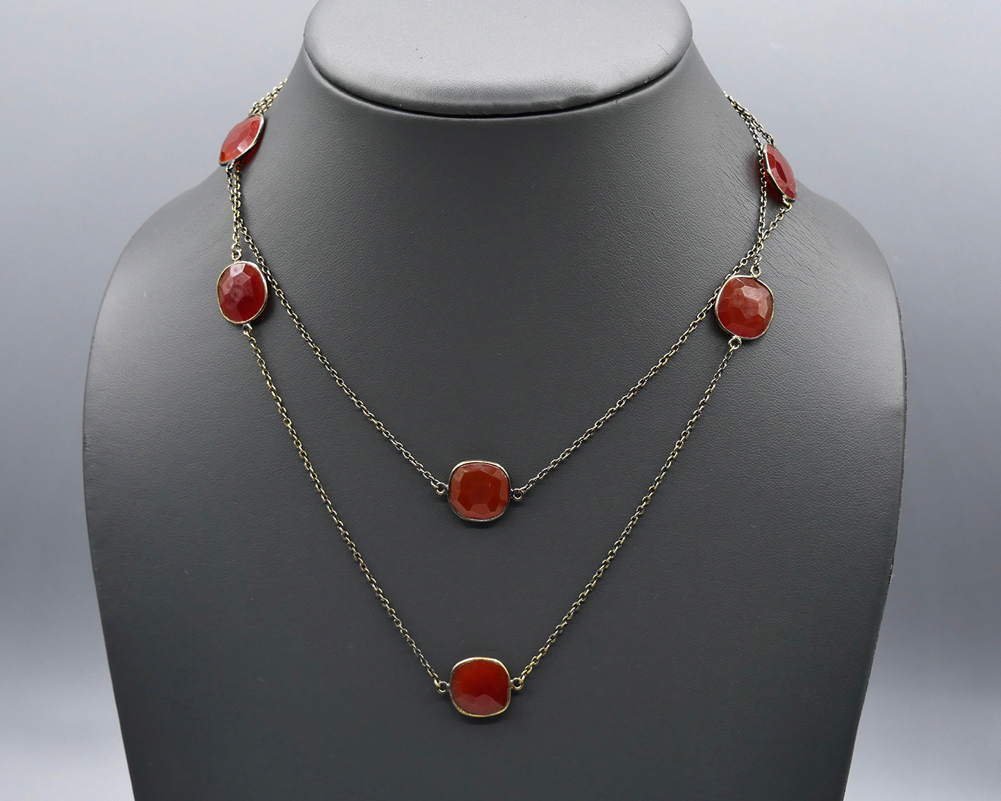 Chain Gang- Carnelian Small Stone Necklace and Large Stone Necklace