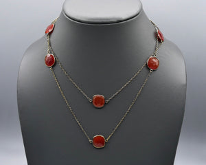 Chain Gang- Carnelian Small Stone Necklace and Large Stone Necklace