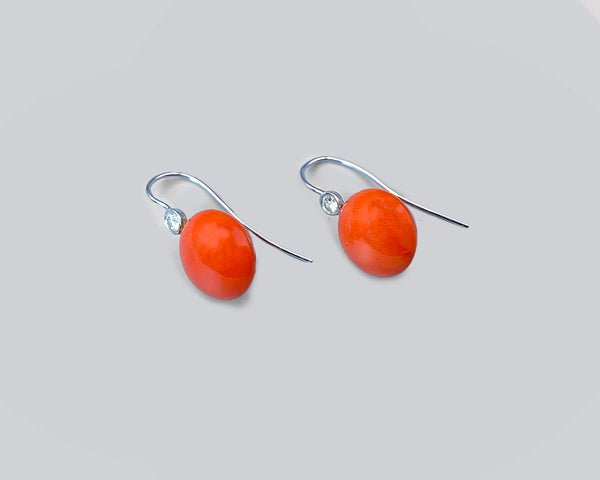 Coral Button Wire Drop Earrings