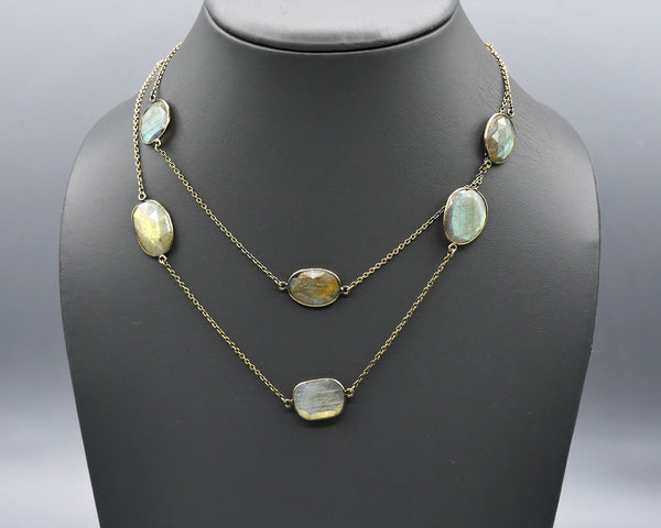 Chain Gang Collection- Green Rutilated Quartz Stone Necklace