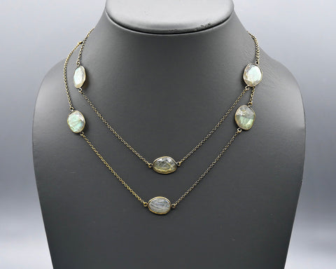 Chain Gang Collection- Green Rutilated Quartz Stone Necklace