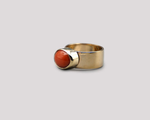 Wide Band Coral Ring