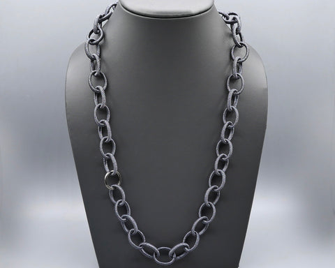 Silk Link Necklace - Metallic Mid-night Navy