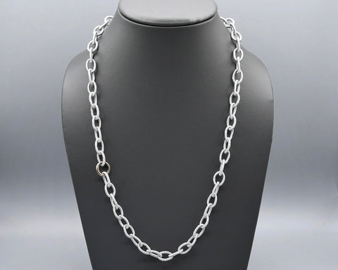 Silk Link Necklace - Metallic Silver