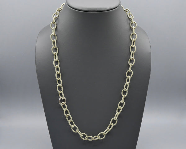 Silk Link Necklace - Non-Metallic Light Khaki