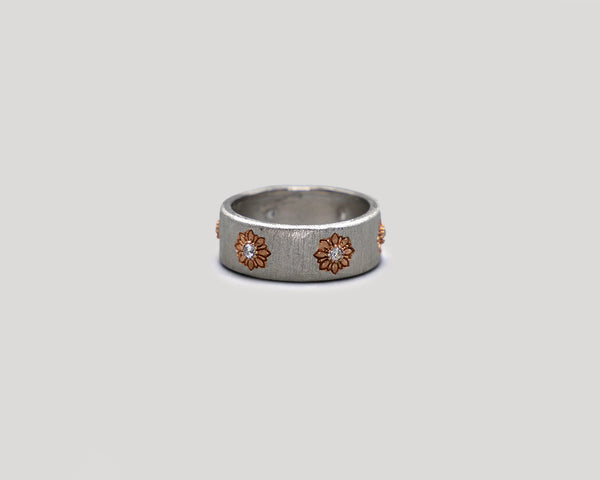 Bands in Frosted Silver and Rose Gold